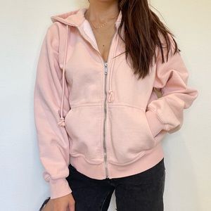 Brandy Melville - Pink Zip-Up Hoodie - Size: OS